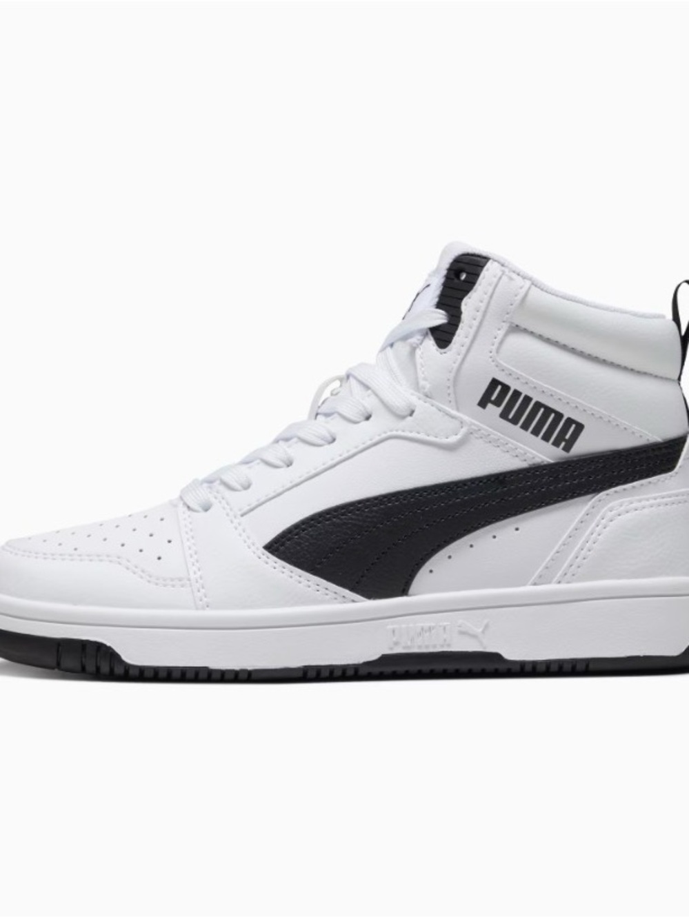 Puma Rebound Men’s High-Top Sneaker in White and Black